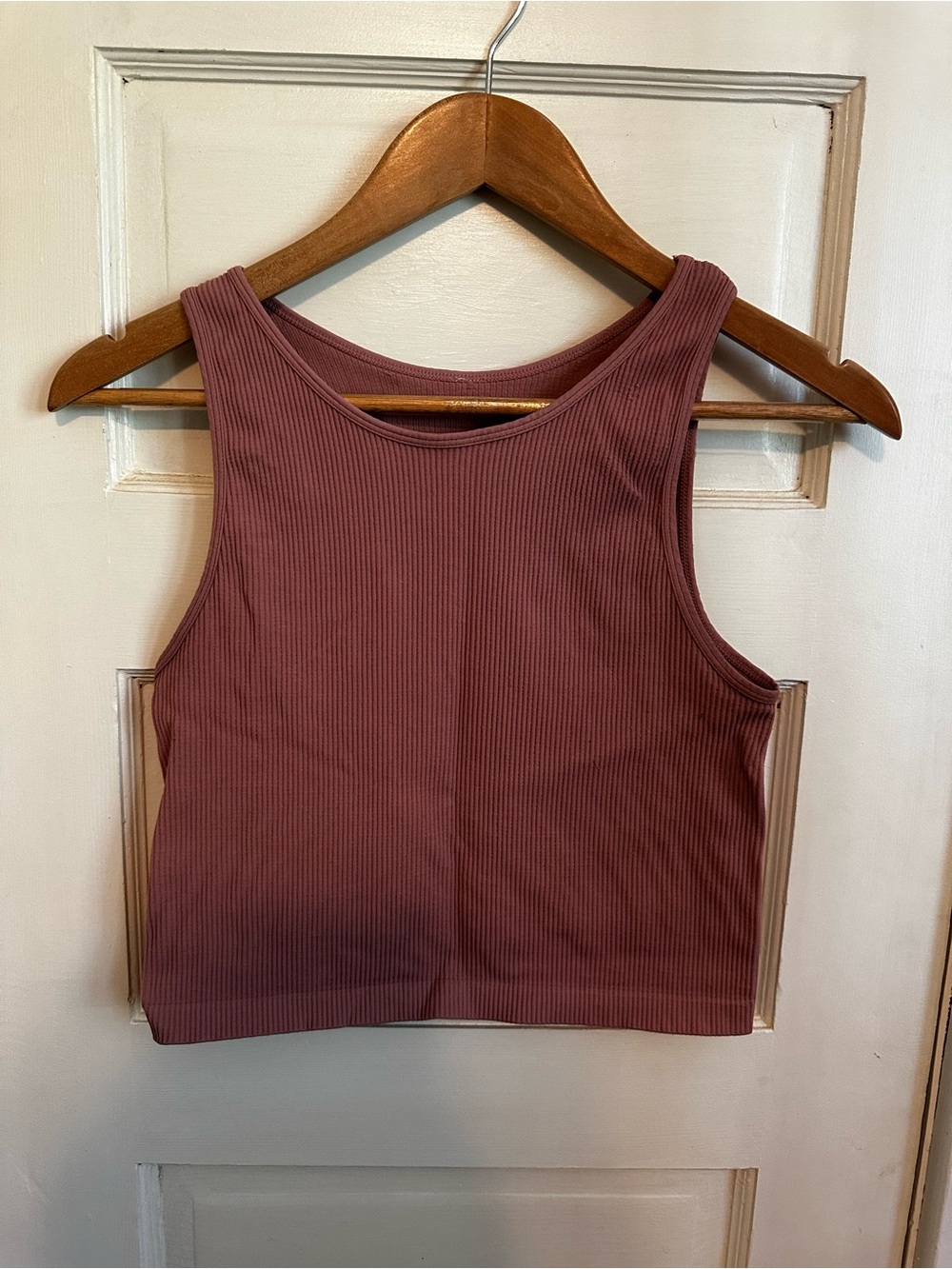 T.J.Maxx Ribbed Cropped Tank Top - Mauve
